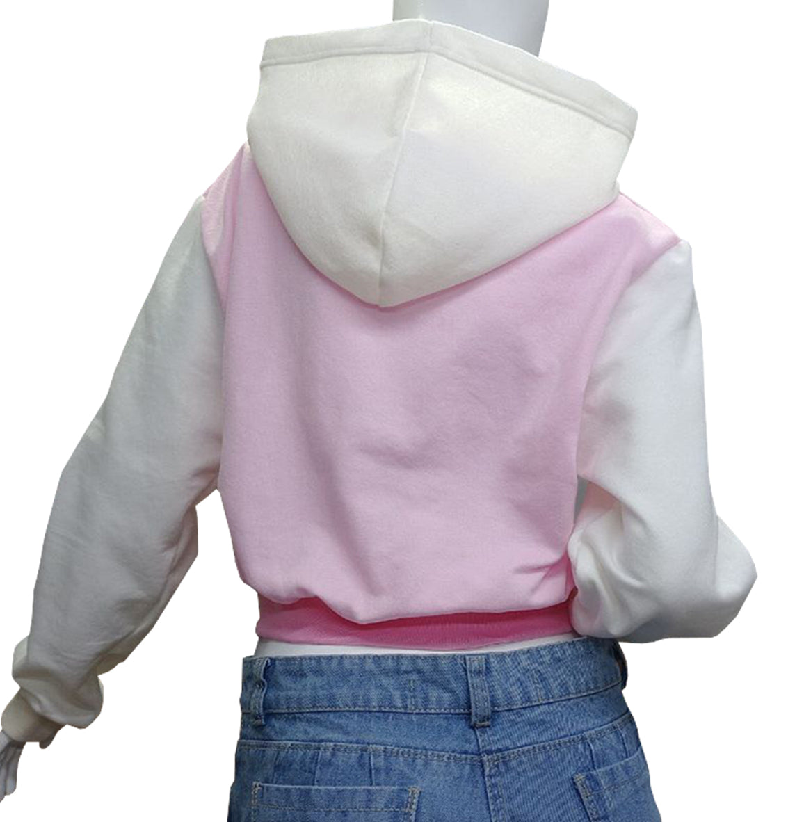 HOODIE CROP TOP (ROSADO X MARFIL)