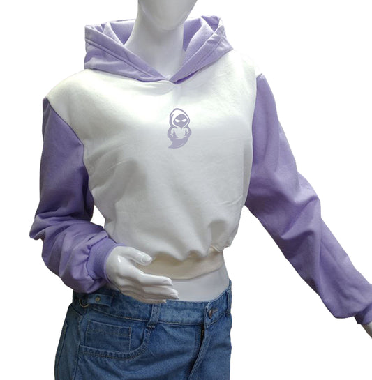 HOODIE CROP TOP (LILA X MARFIL)