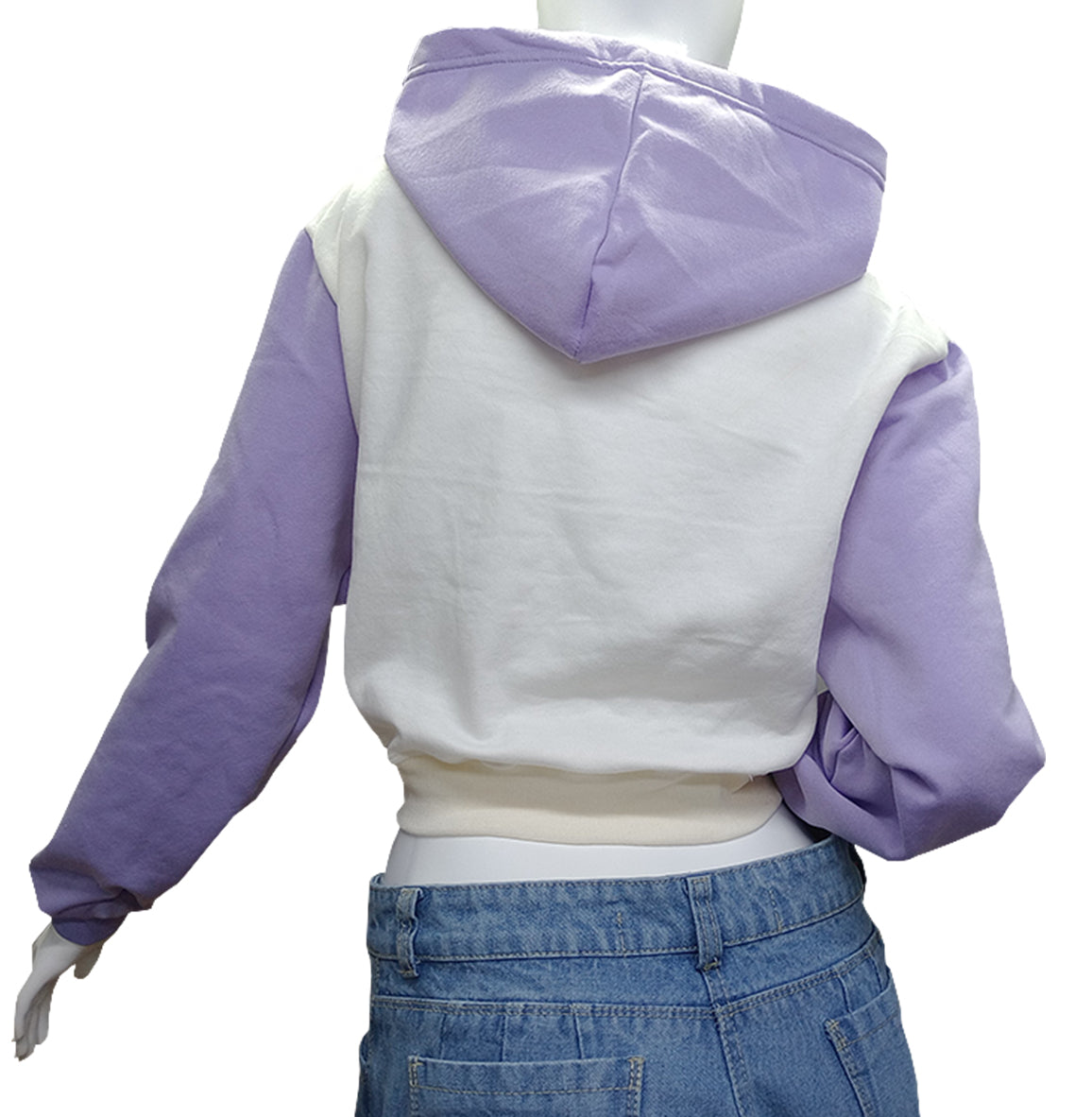 HOODIE CROP TOP (LILA X MARFIL)
