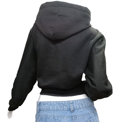 HOODIE CROP TOP (NEGRO)