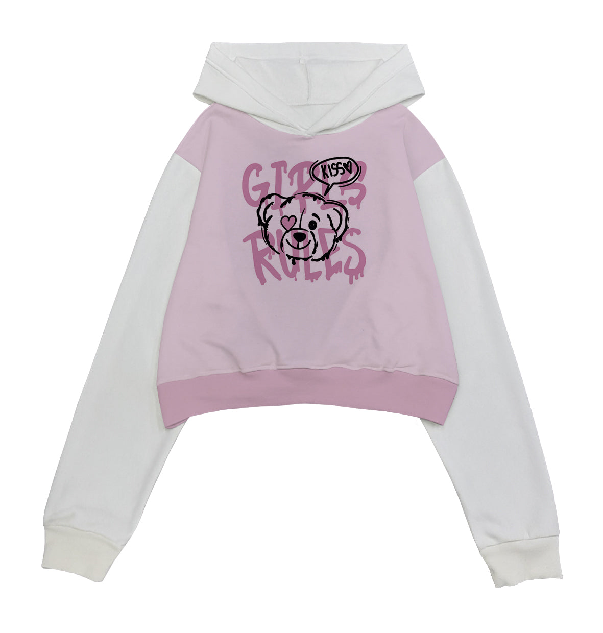 HOODIE CROP TOP (ROSADO X MARFIL)