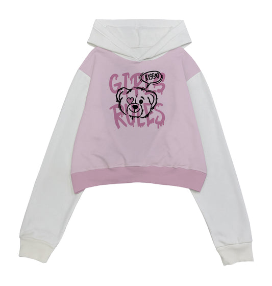HOODIE CROP TOP (ROSADO X MARFIL)